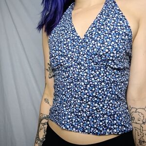 Floral Blue Halter Top